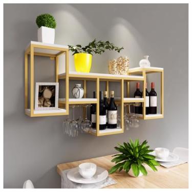 Imagem de Prateleiras de bar montadas na parede, prateleira flutuante de licor de tubo industrial, suporte de garrafa de vinho para casa, cozinha e bar, design que economiza espaço para garrafas de vinho e