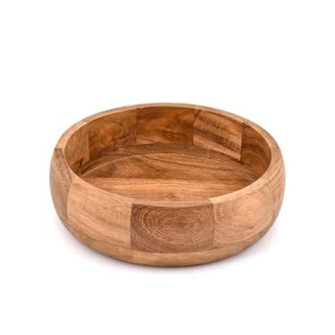 Imagem de Hanol Tigela de madeira para jantar e entretenimento | Tigela de servir grande feita à mão para saladas, massas, lanches e pipocas | Perfeita para Ação de Graças, Natal, festas e decoração de cozinha