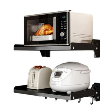 Imagem de Prateleira de camada dupla com ganchos para forno de micro-ondas, para cozinha, banheiro, micro-ondas