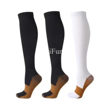 Imagem de Meias De Compressão Unissex De Cobre 3 Pares Até O Joelho Antifadiga A