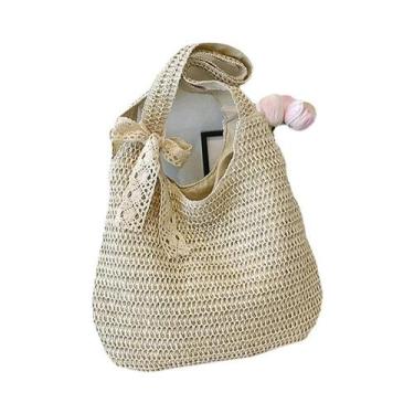 Imagem de Bolsa De Ombro De Palha Trançada De Grande Capacidade Para Mulheres, B