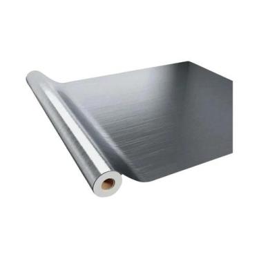 Imagem de Adesivo De Parede Metálico Prata Escovada De 40cm Em Aço Inoxidável Pa