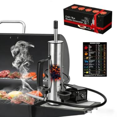 Imagem de Gerador de fumaça elétrico portátil, controle de fumaça ajustável, serve para defumadores e churrasqueiras de 99%, modos de defumar frio/quente para carnes/salmão/queijos, com guia de defumador de