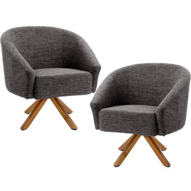 Imagem de 02 Poltronas Decorativas Sala Estar Giratória Alicia Rústico