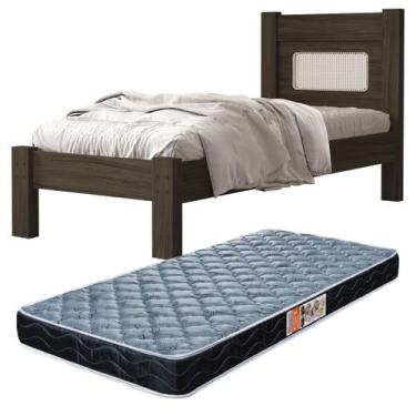 Imagem de Cama Para Quarto De Solteiro MDF Com Estrado Madeira Clara detalhe Rat