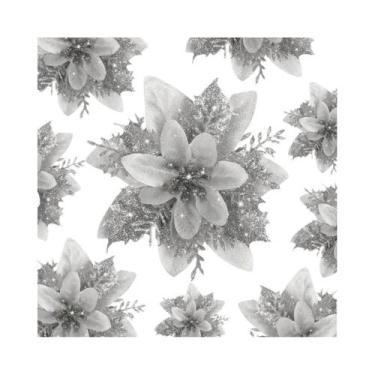 Imagem de 12 Peças De Flores Artificiais De Poinsettia Para Decoração De Árvore 