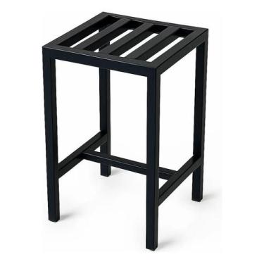 Imagem de Banco 40cm Assento Estilo Industrial Em Aço Reforçado Preto - BRAUNA I