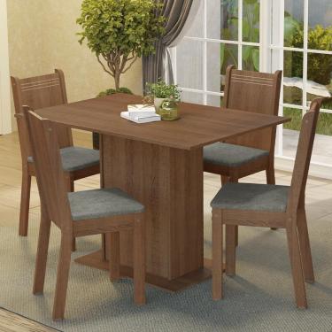 Imagem de Conjunto Sala De Jantar Mesa Tampo De Madeira 4 Cadeiras Rustic Silver Luana Madesa