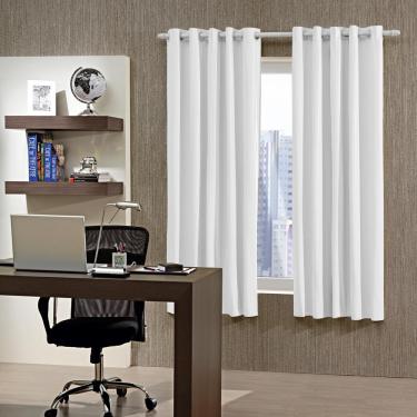 Imagem de Cortina Blackout para Varão 300X250cm PVC Ilhós Bella Janela Elegance Branca com Bege