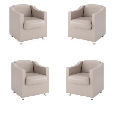 Imagem de Kit 4 Poltronas Para Recepção Clínica Médica bege