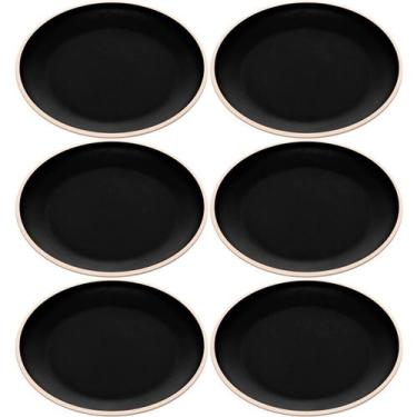 Imagem de Conjunto 6 Pratos para Lanche Sobremesa Melamina Preto Wolff Class Pra