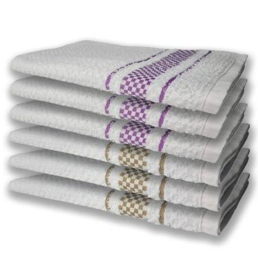 Imagem de 6 Panos De Prato Atoalhado Felpudo Premium Roxo+marrom