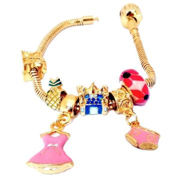 Imagem de Pulseira com Berloques Folheado a Ouro 18k