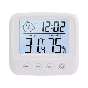 Imagem de Termômetro Digital Interno Com Higrômetro E Relógio, Medidor De Umidad