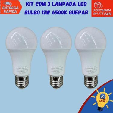 Imagem de Lâmpada LED Bulbo 12W Bivolt 6500K  Guepar - Kit com 3 unidades