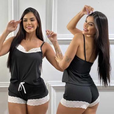 Imagem de Baby Doll Canelado Kemillyn, GG, Preto