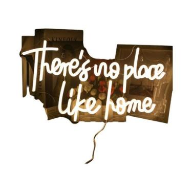 Imagem de Letreiro De Neon LED Branco Quente 'Ninguém Como O Lar' Para Decoração