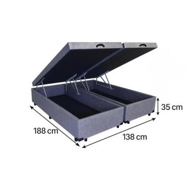 Imagem de Base Box Baú Casal Bipartido material sintético Sintético 138x188x35 -