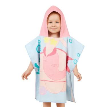 Imagem de Toalha Infantil com Capuz de Sereia Rosa Divertida - - anjo da mamãe, 