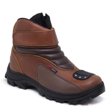 Imagem de Bota Coturno Motoqueiro Motociclista Couro Zíper Lateral Biqueira Prot