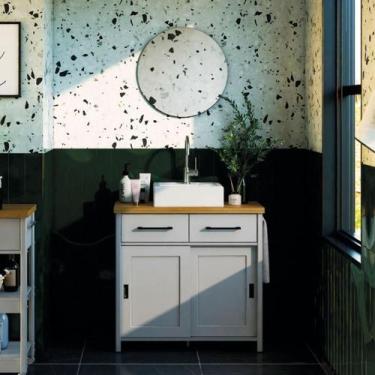 Imagem de Gabinete Armário Banheiro Ditália Com Cuba + Espelho Bn-03 Cinza - DIT