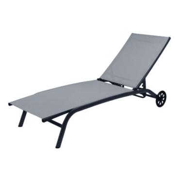 Imagem de Espreguiçadeira Chaise Outdoor Externa Tamandaré Rivatti Em Aluminio Tela Mesh Grafite Com Rodinhas