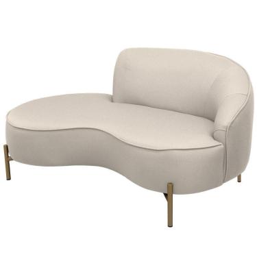 Imagem de Sofá Curvo 2 Lugares 150cm Braço Esq. Thommy Pés Ouro Linho Off White - Nexta Casa