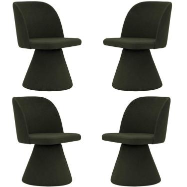 Imagem de Kit 04 Cadeiras De Jantar Giratória Liz Linho Verde Musgo - Nexta Casa
