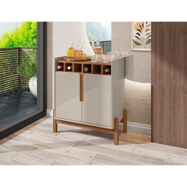 Imagem de Bar Adega Lizz Off White/Cedro - Casa D Móveis