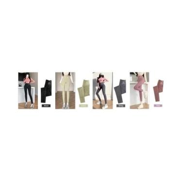 Imagem de Leggings Pretas Femininas De Cintura Alta M-XL, Calças Shark Com Efeit