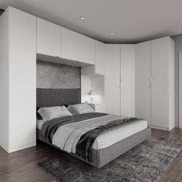 Imagem de Guarda Roupa Modulado de Canto 10 Portas 5 Peças e 2 Mesas de Cabeceir