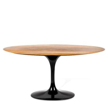 Imagem de Mesa de jantar saarinen preta tampo amadeirado 1,80cm oval - O REI DAS