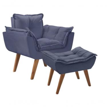 Imagem de Kit Poltrona Com Puff Opalla Suede com Apoio para os Pés D Salla