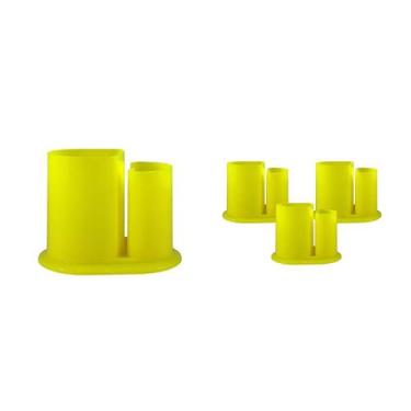 Imagem de Kit 4 Porta Lápis Duo Amarelo Neon Plástico - Bb Store