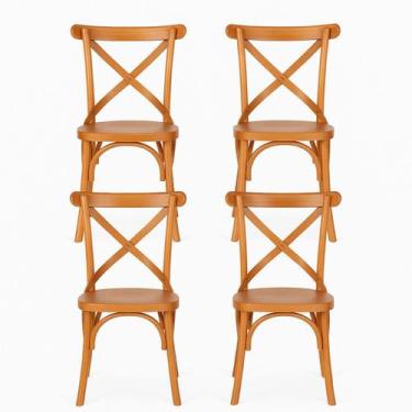 Imagem de Kit 4 Cadeiras Madeira Sala de Estar Gourmet Katrina Paris - Madeira M