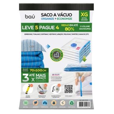 Imagem de Kit Leve 5 Pague 4 Saco a Vácuo Extra Grande 70x100cm Tamanho Extra Gr