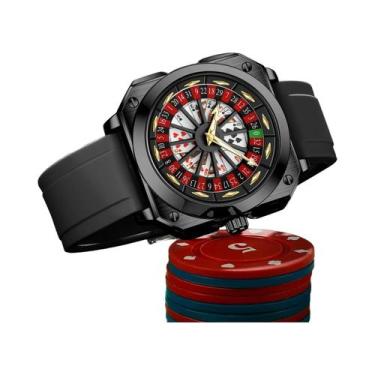 Imagem de Relógio De Quartzo Masculino Quadrado 42mm VA VA VOOM Prata Preto Sili