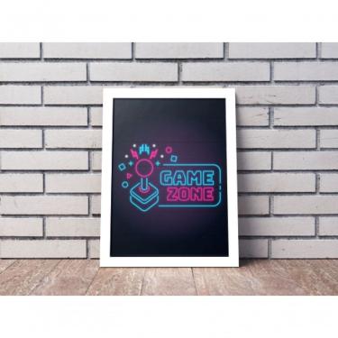 Imagem de Quadro Decorativo Game Zone Neon Retangular 20x30CM em Canvas com Vidro Moldura Madeira...