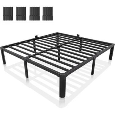 Imagem de Estrutura de Cama XUKIL King Size de Metal, Plataforma Alta de 36 cm