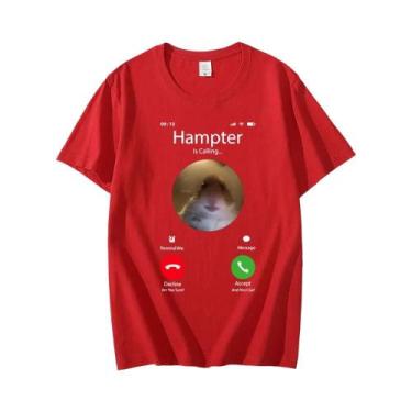Imagem de Camiseta Unissex Oversized Streetwear Com Estampa De Hamster Meme E Câ