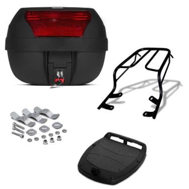 Imagem de Baú 28 Litros Pro Tork + Bagageiro Várias Motos , VERMELHO, YBR 125 FA