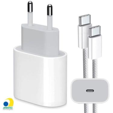 Imagem de Carregador 20W Turbo Fonte com Cabo Tipo C Compatível iPhone 15 16 e 1