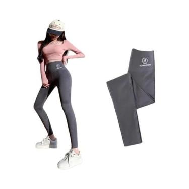 Imagem de Leggings Pretas Femininas De Cintura Alta M-XL, Calças Shark Com Efeit