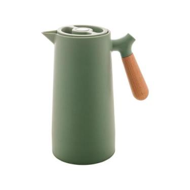 Imagem de Garrafa Térmica Com Cabo De Madeira Nórdica Verde - Wolff, 1L, Verde
