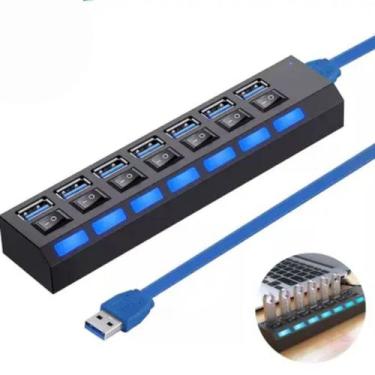 Imagem de Regua USB 7 Portas Plug And Play Compacto E Portatil - GBGSTORE