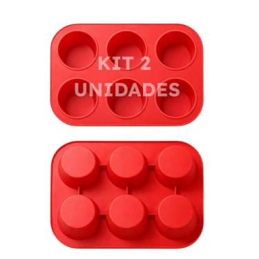 Imagem de Kit 2 Forma Silicone 6 Cavidades Cupcake Muffin Bolo Torta Doces Festa