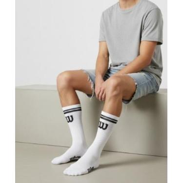 Imagem de Kit 10 Meias Wilson Cano Alto Unisex Algodão, Branco