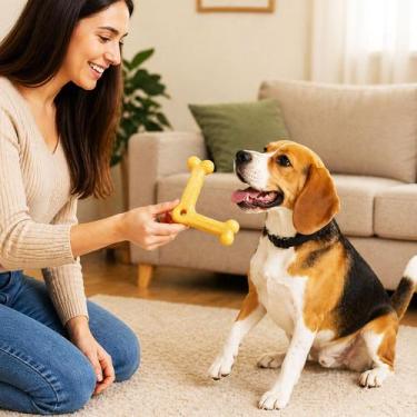 Imagem de Osso Mordedor Cachorro Bambu V Brinquedo Sabor Bacon Oferta - PET IN