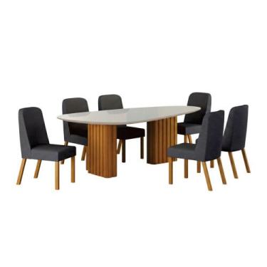 Imagem de Conjunto Sala de Jantar Ísis 2,00m com 6 Cadeiras Tampo Orgânico Off W