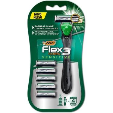 Imagem de Barbeador Descartavel BIC HYBRID SENS. VD C/5 Refis Blister